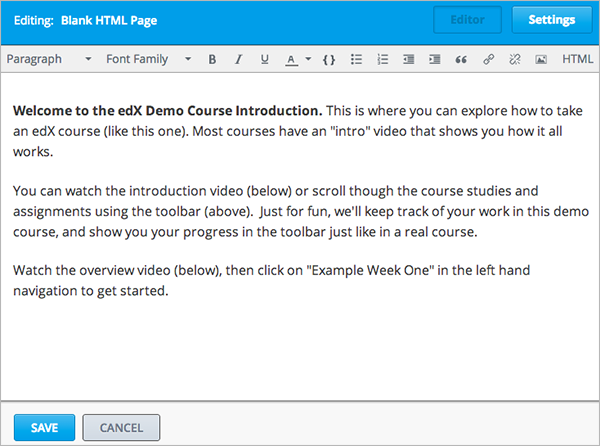 Image of the new HTML Editor